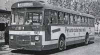 Primer autobús en Barcelona, experimental alimentado por GLP (butano), 23.09.87. Foto de GAP aparecido en Carril bus