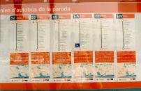 Parada en la Pl. España/Paralelo, final de las líneas 52, 53, EA, EB, EN. 29/6/1996. Foto de Zitaro