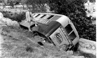 Accidente de la línea de playas. Saliendo de la playa de la Rabassada antes de Mas Colet, año 1953. Colección Jaume Huguet