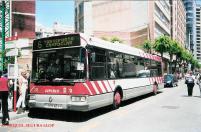 Coche 318,Renault City Bus  Hispano Agora, en la calle Colón realizando la línea 6, junio 2004. Foto Miguel Segura